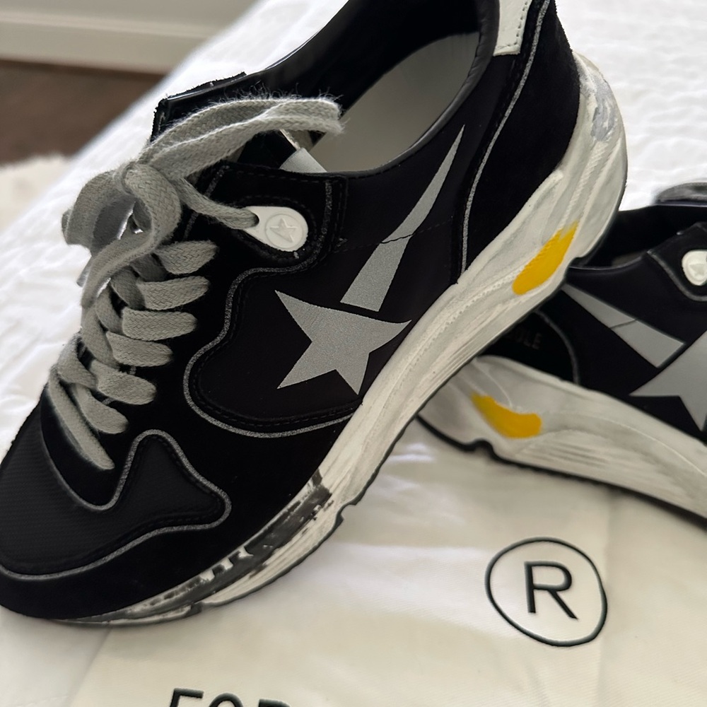 Golden Goose Black and White Running Shoes
